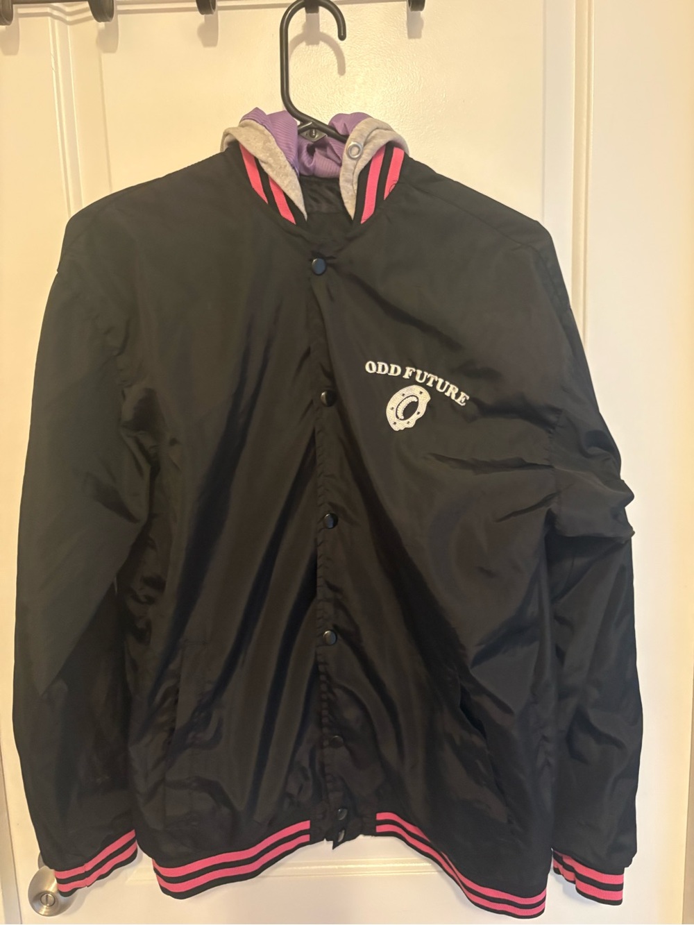 Odd Future Black Bomber Jacket with Pink Trim- Size M